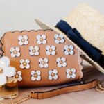 Accessories - Brown Sun Hat On Brown And White Floral Sling Bag